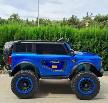 Electric Car Painting Blue - ელექტრო მანქანა კაუჩუკის საბურავებით, 4 image