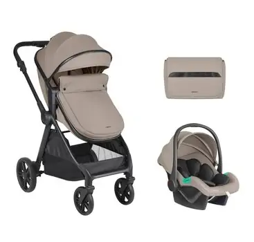 KikkaBoo Eloe 3 In 1 Dark Beige - საბავშვო ეტლის კომპლექტი