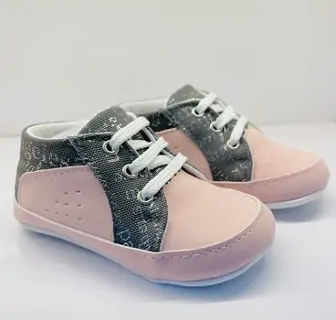 Papulin Baby Shoes 0-12 Months 4274 ჩვილის ფეხსაცმელი PINK/GREY