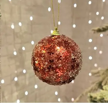 Christmas Glitter Red Ball Hanging Decoration - ნაძვის ხის სათამაშო