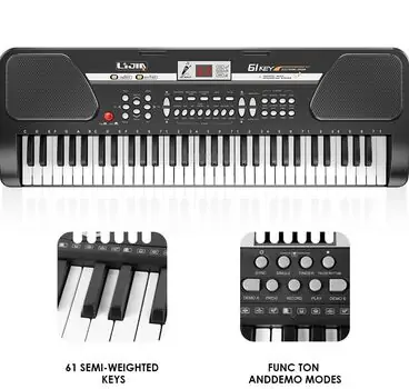 61-Key Electronic Keyboard with Microphone and Music Holder - სათამაშო ელექტრო პიანინო მიკროფონით და ნოტების დასადებით, 8 image