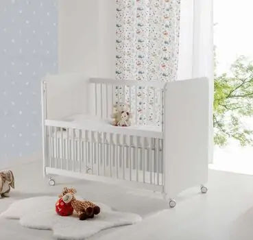 Baby When White Color Wheeled Bedside Cradle ახალშობილის საწოლი