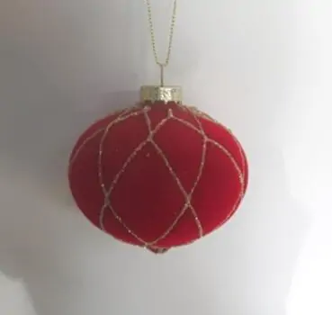 Velvet Ball Hanging Decoration Red - ნაძვის ხის სათამაშო, 2 image