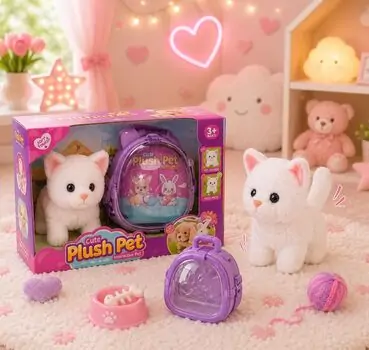 Small Plush Kitten With Backpack - სათამაშო კატა სატარებელი ჩანთით
