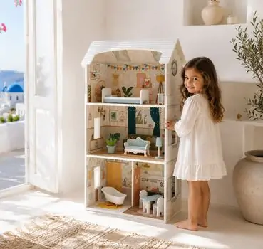 Moni Toys Wooden Doll House 8211 - ხის სათამაშო სახლი
