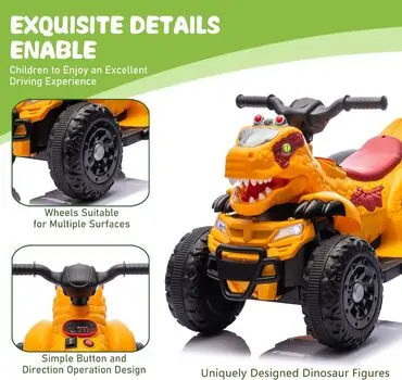 Dinosaur Off-Road Quad Yellow - ელექტრო კვადროციკლი, 4 image