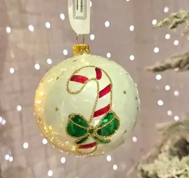 White Glass Ball Hanging Decoration - ნაძვის ხის სათამაშო