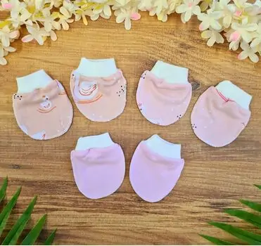 Miniword Swan Baby mittens Pink ახალშობილის ხელთათმანის ნაკრები