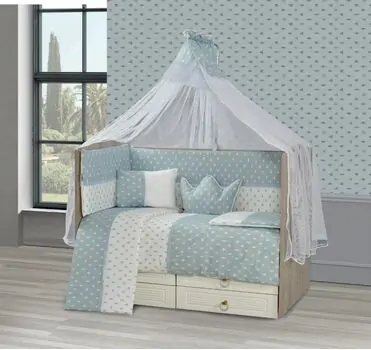 Nature Sleeping Set for cribs Blue ახალშობილის საწოლის თეთრეული