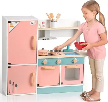 Wooden Play Kitchen Set Pink - საბავშვო ხის სამზარეულო, 3 image