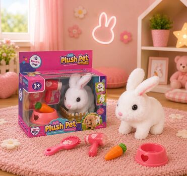 Cute Plush Rabbit With Accessories - სათამაშო რბილი კურდღელი აქსესუარებით