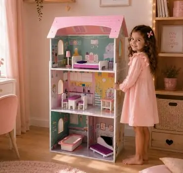 Moni Toys 4121 Wooden doll house Anna საბავშვო ხის სათამაშო თოჯინის სახლი