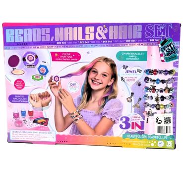 Beads, Nails & Hair 3 In 1 Set - სამაჯურების, ფრჩხილების და თმის აქსესუარების კომპლექტი, 3 image
