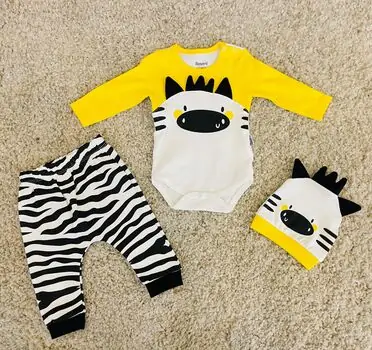 Little Zebra, Yellow, 3in1 ახალშობილის ტანსაცმლის ნაკრები MİNİWORLD 15511, ზომა: 3-6 თვე