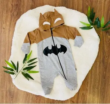 MURATBABY Batman Romper Brown 5834 ჩვილის რომპერი კაპიუშონით