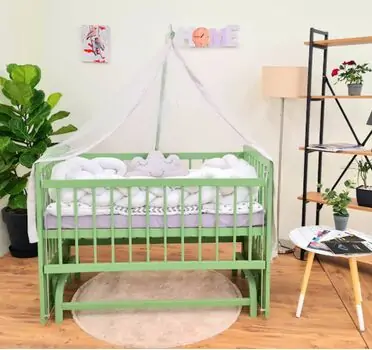 Heyner Tutku Wood Mint Sleeping Set White ახალშობილის საწოლი