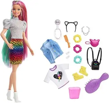 Barbie Leopard Rainbow Hair Doll GRN81 ბარბის თოჯინა აქსესუარებით, 2 image