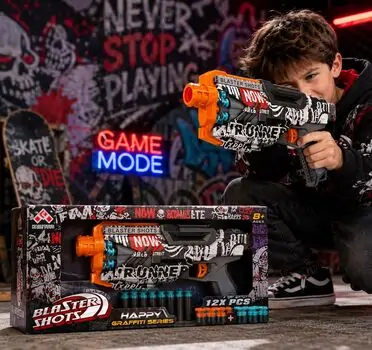 Graffiti Soft Bullet Blaster - სათამაშო გრაფიტის დიზაინის ქაფის ტყვიებიანი თოფი