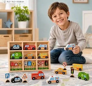 Tooky Toys Wooden Cars Set - ხის სათამაშო მანქანების ნაკრები