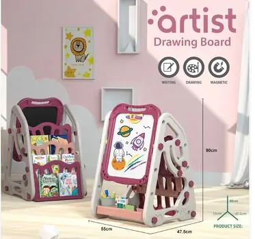 Double-faced drawing board pink საბავშვო სახატავი ორმხრივი დაფა