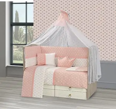 Nature Sleeping Set for cribs Pink ახალშობილის საწოლის თეთრეული