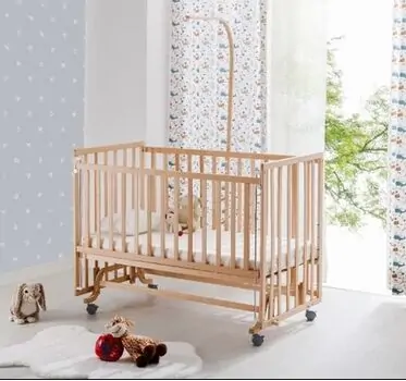 Baby When Fiore Natural Color Swinging and Wheeled Bedside Cradle ახალშობილის საწოლი