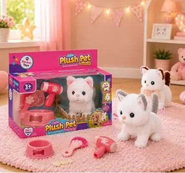 Cute Plush Kitten With Accessories - სათამაშო რბილი კატა აქსესუარებით