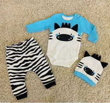 Little Zebra, Blue, 3in1 ახალშობილის ტანსაცმლის ნაკრები MİNİWORLD 15511, ზომა: 3-6 თვე