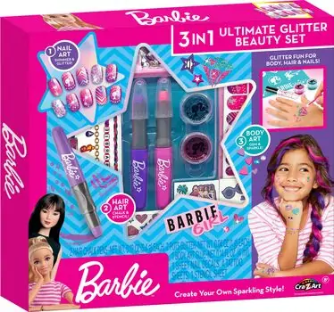 Cra-Z-Art Barbie 3 in 1 Ultimate Glitter Beauty Set საბავშვო კოსმეტიკის ნაკრები