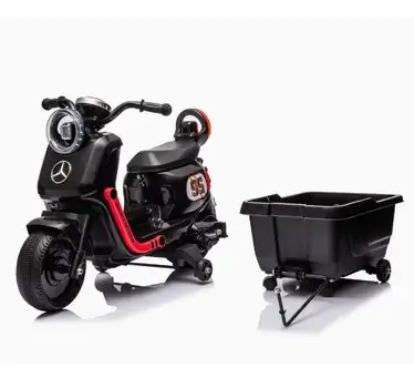 Mercedes Motorcycle With Cart Black - ელექტრო მოტოციკლი მისაბმელი ურიკით, 3 image