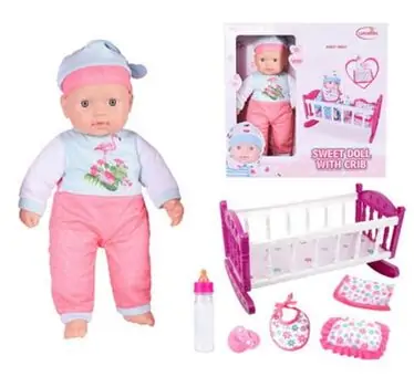 Sweet Baby Doll With Crib And Accessory - სათამაშო თოჯინა საწოლით და აქსესუარებით, 2 image