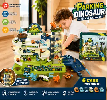 Dinosaur 4 Car Park Building Track Set - სათამაშო პარკინგი