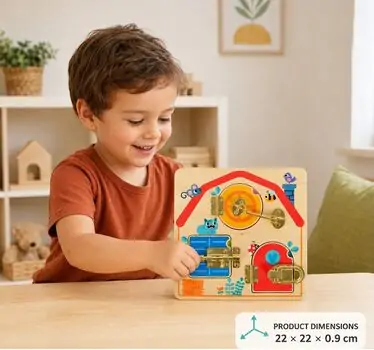 Tooky Toy Latches Activity Board TH985 - ხის განსავითარებელი სათამაშო