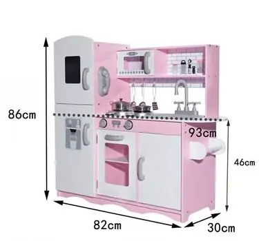 Toy Wooden Kitchen For Real Chef TX1319 Pink ხის სათამაშო სამზარეულო, 13 image