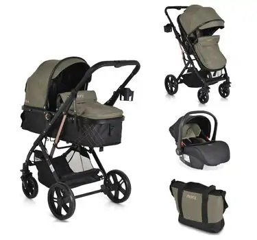 Moni 3in1 Rafaello Olive Green - საბავშვო ტრანსფორმერი ეტლის კომპლექტი