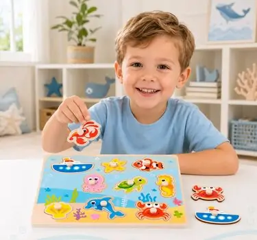 Tooky Toy Marine Puzzle TY856 - სათამაშო თევზების ფაზლი