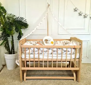 Heyner  Tutku Wood Natural Sleeping Set Star Cream ახალშობილის საწოლი, 3 image