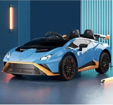 Lamborghini Hurricane Car Blue - ელექტრო მანქანა კაუჩუკის საბურავებით და ტყავის სავარძლით, 2 image