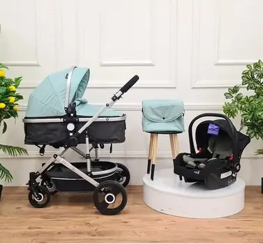 Cangaroo Ciara Turquoise With Black 3 In 1 Set With Multi Carseat საბავშვო ტრანსფორმერი ეტლის კომპლექტი