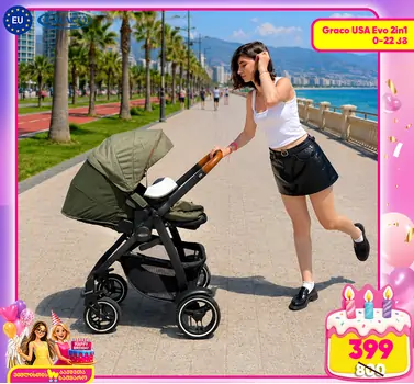 Graco Evo Khaki ახალშობილის სასეირნო ეტლი, 2 image