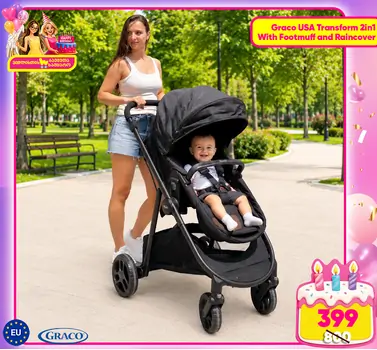 Graco Transform 2-in-1 Pushchair Ink Tan ახალშობილის ეტლი, 2 image