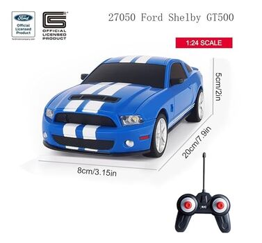 Remote Control Car Blue Ford Mustang GT500 - დისტანციურად მართვადი მუსტანგის სათამაშო მანქანა, 2 image
