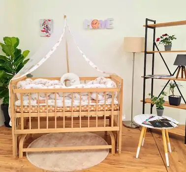 Heyner  Tutku Wood Natural Sleeping Set Star Cream ახალშობილის საწოლი