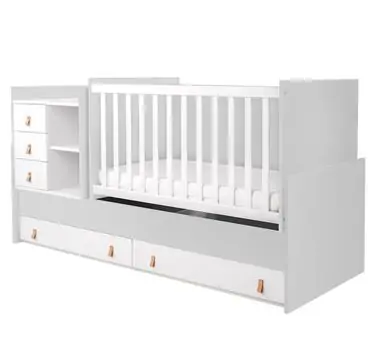 Kikkaboo Baby Cot Lorena Grey - ხის საწოლი