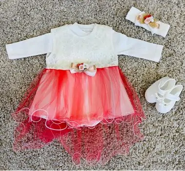 For Little Angel girl white Red Set ნათლობლის კომპლექტი ახალშობილისთვის 5100