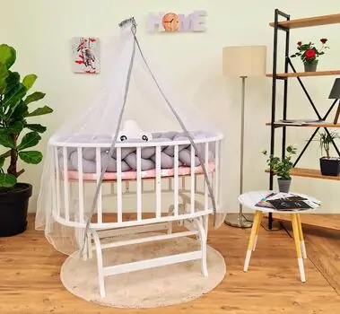 Bebeconfor Amedan White Color Basket Cradle With Grey Bumper ახალშობილის საწოლი