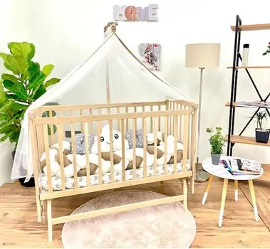 Bebeconfor NATURAL ELYEZA 2022 WITH BROWN ,WHITE BUMPER ახალშობილის საწოლის კომპლექტი