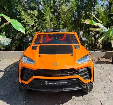 Lamborghini Electric Car Orange - ელექტრო მანქანა კაუჩკის საბურავებით და ტყავის სავარძლით, 3 image