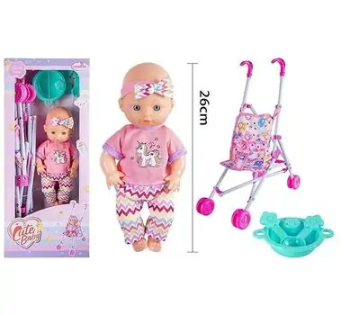 Baby Doll With Stroller And Accessories - სათამაშო თოჯინა ეტლით და აქსესუარებით, 3 image