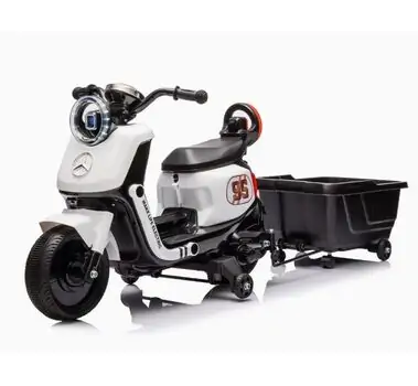 Mercedes Motorcycle With Cart White - ელექტრო მოტოციკლი მისაბმელი ურიკით, 2 image